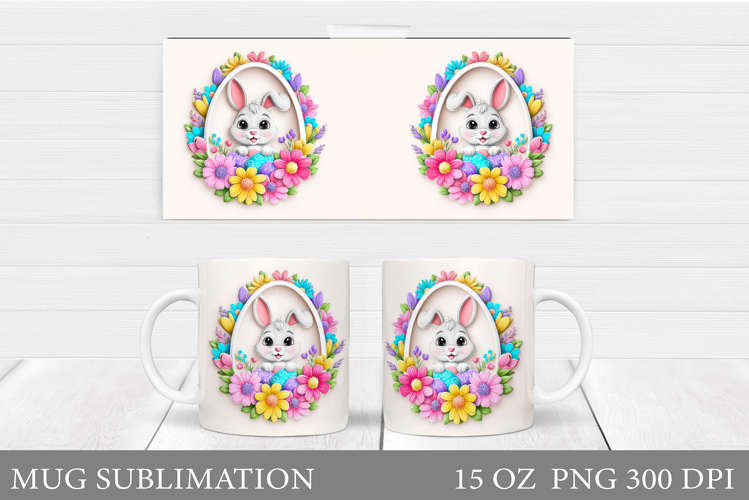 Easter Bunny Mug Design. Easter Mug Wrap Sublimation