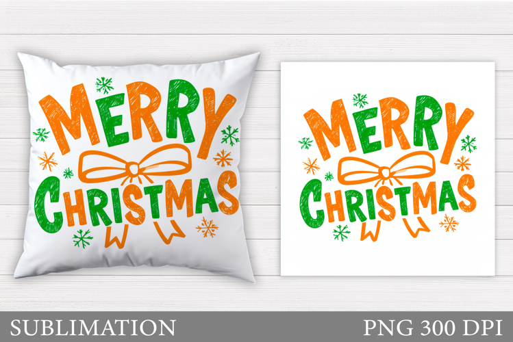 Merry Christmas Pillow Design. Christmas Pillow Sublimation