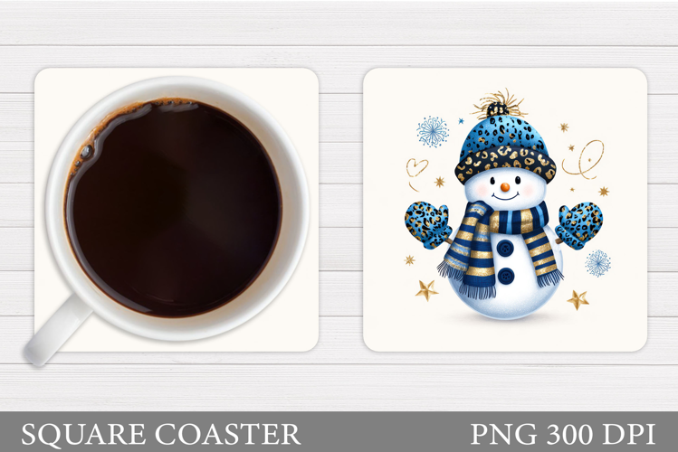 Snowman Coaster Sublimation. Christmas Coaster Design