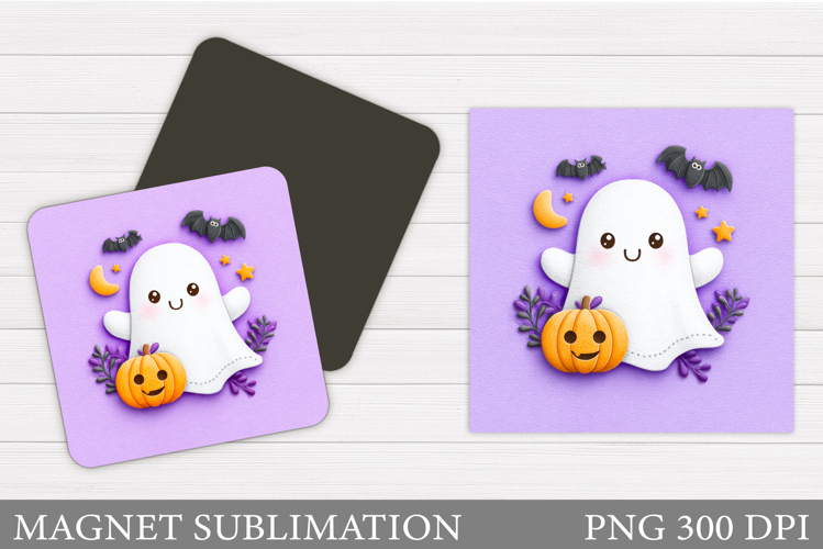 Cute Ghost Magnet Design. Halloween Magnet Sublimation