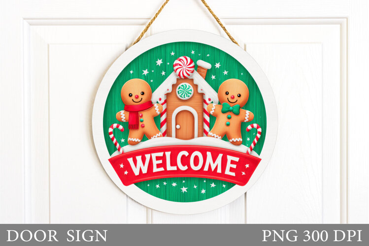Gingerbread Door Sign Design. Christmas Door Sign example image 1