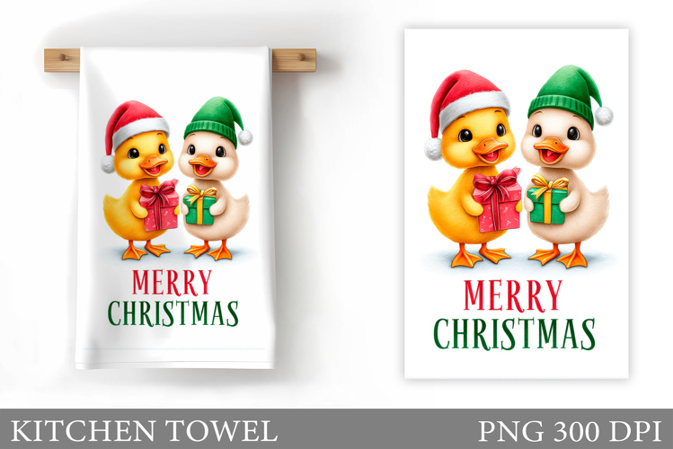 Christmas Duck Kitchen Towel. Christmas Kitchen Towel Design
