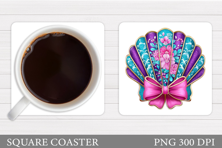 Seashell Coaster Sublimation. Sea Coaster Design