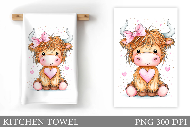 Valentines Cow Kitchen Towel. Valentine Kitchen Towel Design