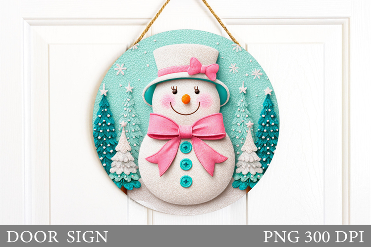Cute Snowman Door Sign Design. Christmas Sublimation