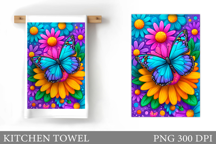 Butterfly Kitchen Towel Design. Butterfly Sublimation