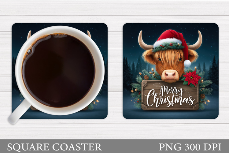 Christmas Cow Coaster. Christmas Cow Coaster Sublimation