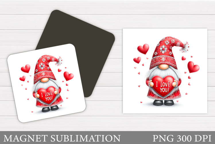 Valentines Gnome Magnet. Valentines Magnet Sublimation