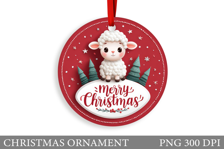 Cute Lamb Christmas Ornament. Christmas Lamb Sublimation
