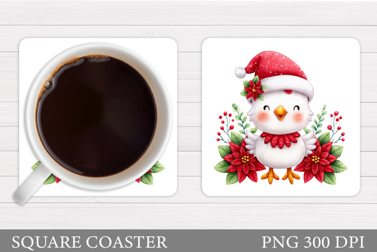 Christmas Chicken Coaster. Christmas Coaster Sublimation