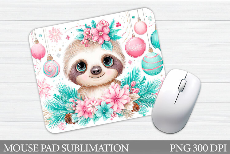 Christmas Sloth Mouse Pad. Christmas Mouse Pad Sublimation example image 1