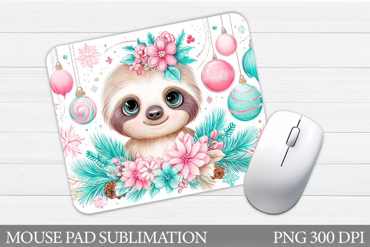 Christmas Sloth Mouse Pad. Christmas Mouse Pad Sublimation