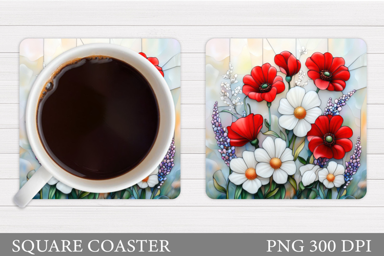 Floral Coaster Design. Flowers Coaster Sublimation