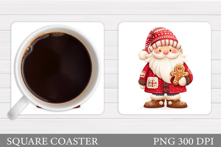 Cute Santa Coaster Sublimation. Santa Claus Coaster Design example image 1