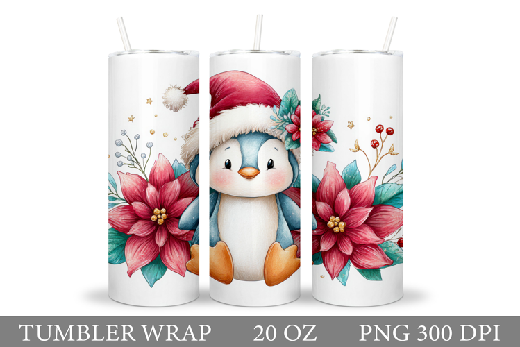 Cute Penguin Tumbler Design. Christmas Tumbler Sublimation
