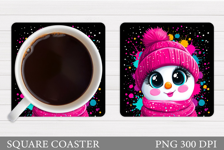 Snowman Coaster Design. Christmas Coaster Sublimation