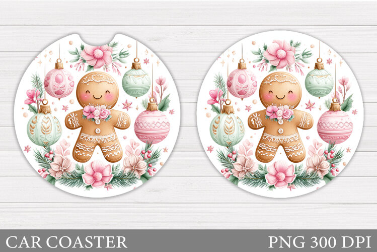 Gingerbread Car Coaster. Christmas Car Coaster Sublimation example image 1