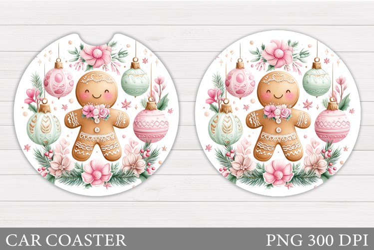 Gingerbread Car Coaster. Christmas Car Coaster Sublimation