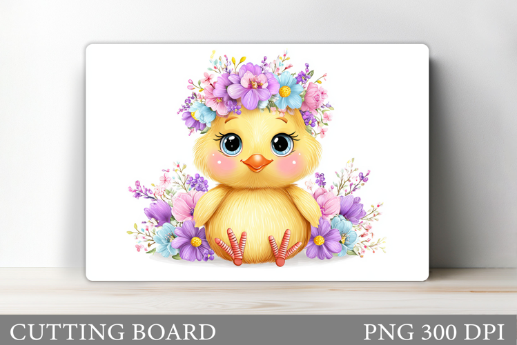 Cute Chick Cutting Board. Chick Flowers Cutting Board Design