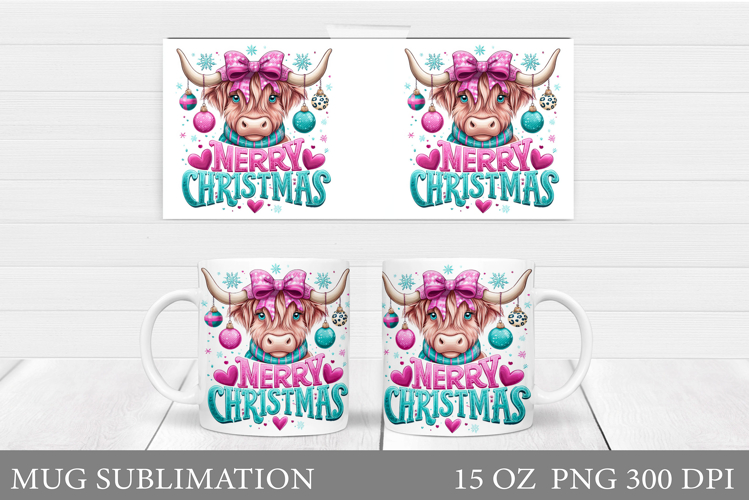 Christmas Cow Mug Design. Christmas Mug Sublimation