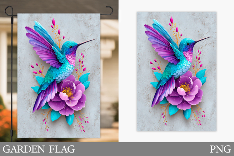 Hummingbird Garden Flag. Bird Garden Flag Sublimation