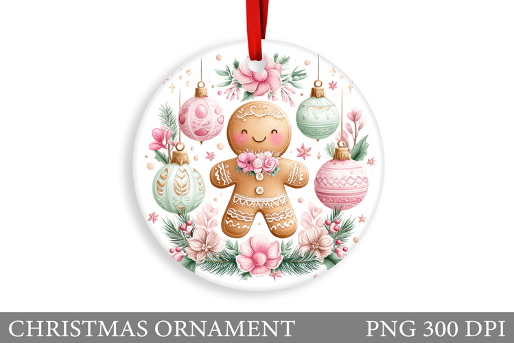 Gingerbread Christmas Ornament. Cute Raccoon Sublimation