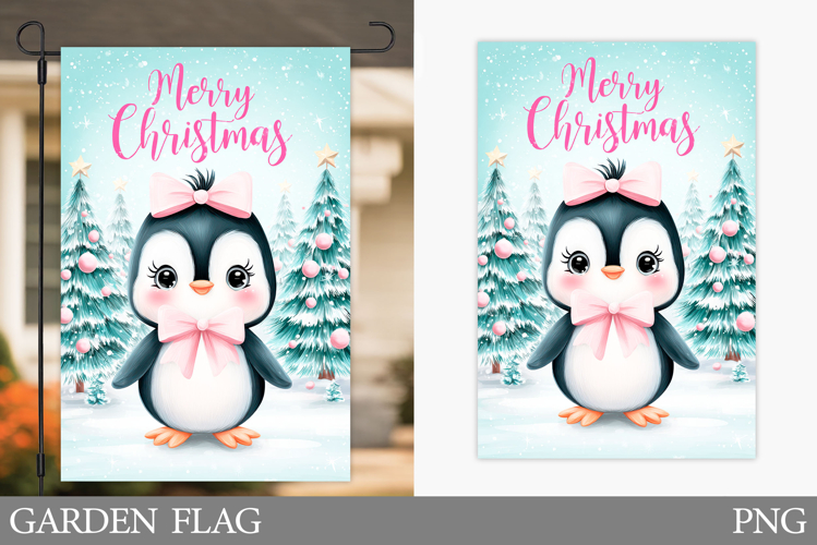 Penguin Garden Flag. Christmas Garden Flag Sublimation