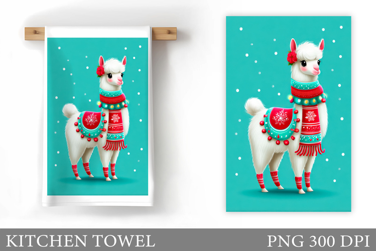 Christmas Lama Kitchen Towel. Christmas Kitchen Towel Design