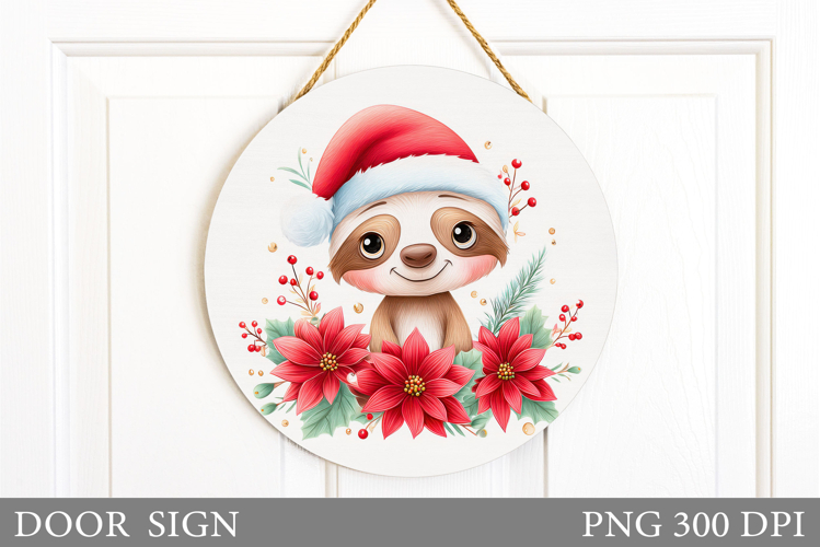 Christmas Sloth Door Sign. Christmas Door Sign Sublimation