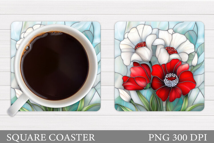 Floral Coaster Design. Flowers Coaster Sublimation example image 1