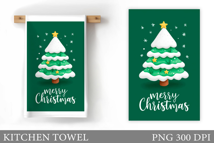 Christmas Tree Kitchen Towel. Christmas Deer Kitchen Towel