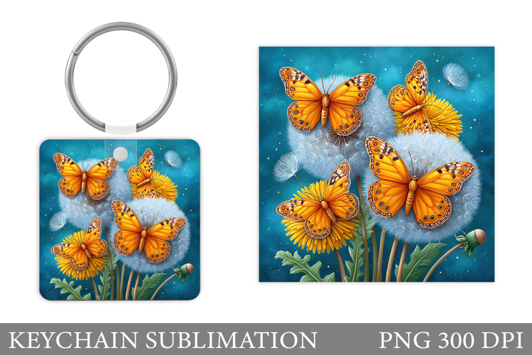 Butterfly Keychain Design. Butterfly Flowers Keychain