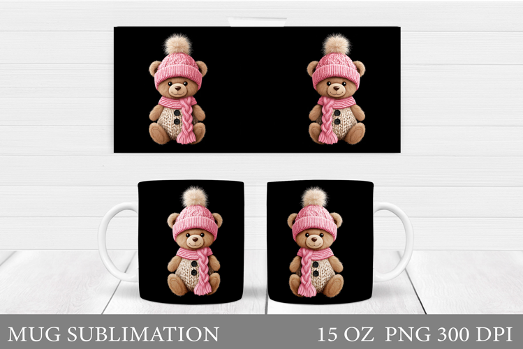 Cute Bear Mug Design. Christmas Mug Sublimation