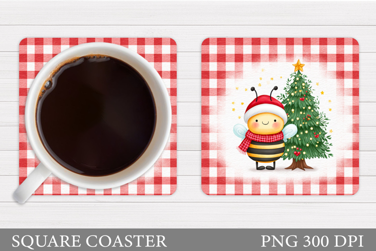 Christmas Bee Coaster. Christmas Coaster Sublimation