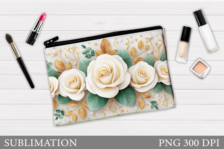 Roses Makeup Bag Sublimation. Floral Makeup Bag Design