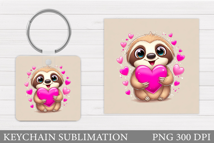 Valentines Sloth Keychain. Valentine Keychain Design