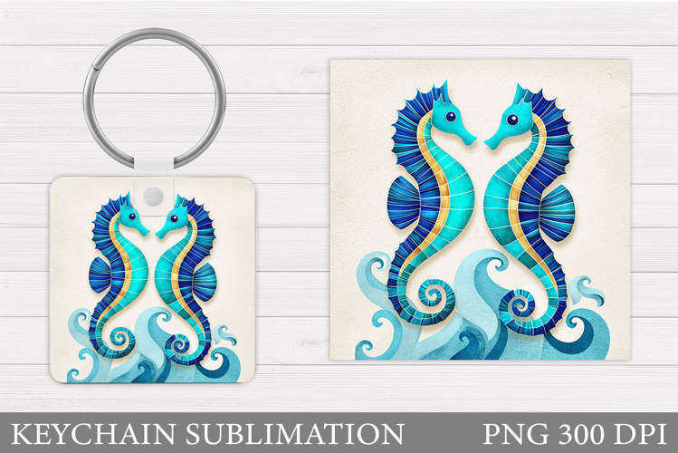 Seahorse Keychain Design. Sea Keychain Sublimation