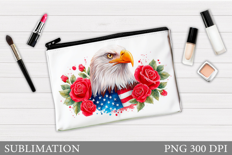 Patriotic Eagle Makeup Bag. Patriotic Cosmetics Bag Design