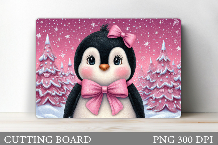Cute Penguin Cutting Board. Christmas Cutting Board Design