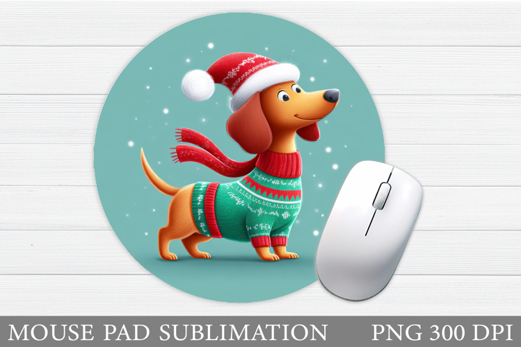 Christmas Dog Mouse Pad. Cute Dog Mouse Pad Design