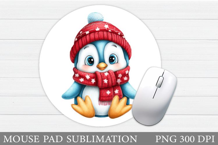 Christmas Penguin Mouse Pad. Christmas Mouse Pad Design