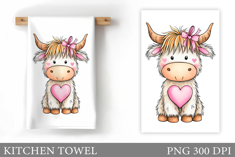 Valentines Cow Kitchen Towel. Valentine Kitchen Towel Design