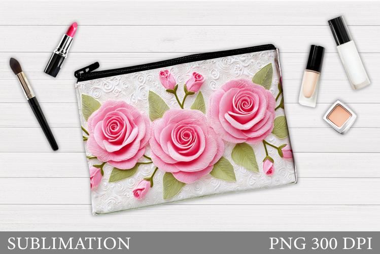 Roses Makeup Bag Sublimation. Floral Makeup Bag Design