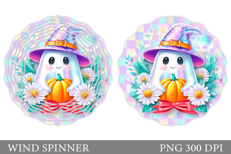 Cute Ghost Wind Spinner Design. Cute Halloween Wind Spinner example image 1