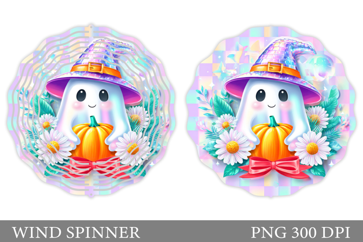 Cute Ghost Wind Spinner Design. Cute Halloween Wind Spinner