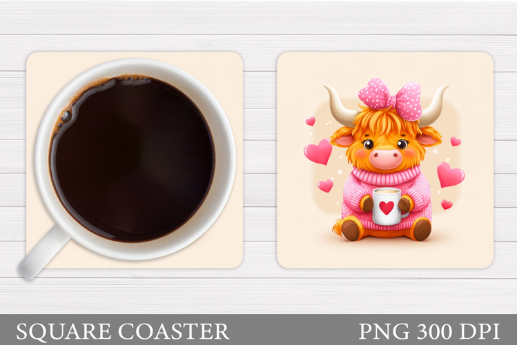 Valentines Cow Coaster Design. Valentines Square Coaster