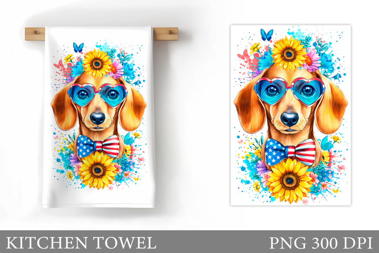 Patriotic Dog Kitchen Towel. Patriotic Kitchen Towel Design