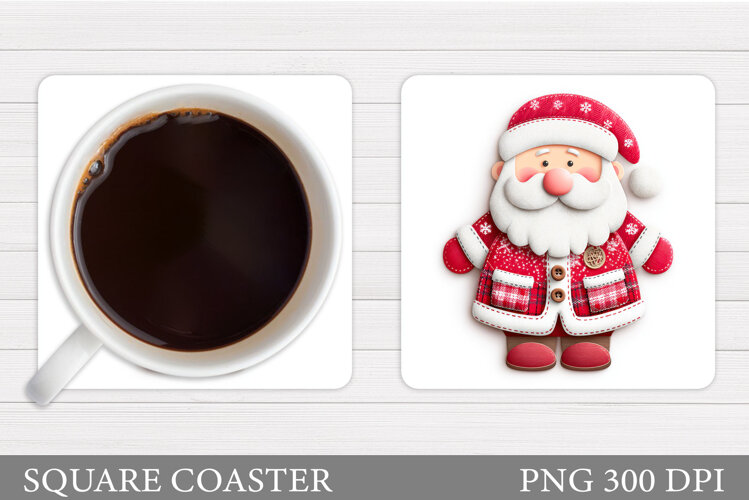 Cute Santa Coaster Sublimation. Santa Claus Coaster Design example image 1