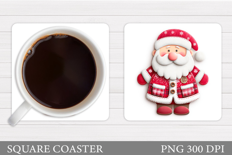 Cute Santa Coaster Sublimation. Santa Claus Coaster Design