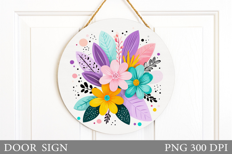 Flowers Door Sign Design. Floral Door Sign Sublimation